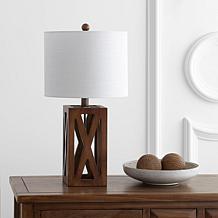 Jonathan Y Brown Stewart 21.5" Wood LED Table Lamp