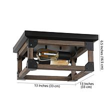 Jonathan Y Brown/Black Cheshire 13" 2Light Iron Rustic LED Flush Mount
