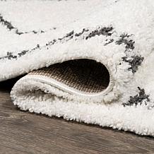 JONATHAN Y Calvia Moroccan Diamond Shag White/Black 2' x 10' Runner