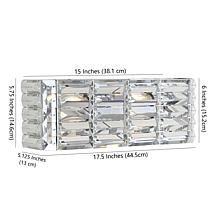 Jonathan Y Chrome Evelyn Crystal Glam Modern LED Vanity Light 6x17.5x5