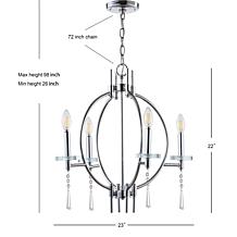 JONATHAN Y Chrome Laura 23" Crystal Metal LED Pendant