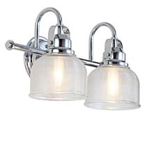 JONATHAN Y Chrome Virginia 17.25" 2-light Metal Glass LED Vanity Light