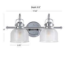JONATHAN Y Chrome Virginia 17.25" 2-light Metal Glass LED Vanity Light