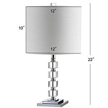 JONATHAN Y Clear Barnard 22" Crystal Metal LED Set of 2 Table Lamp