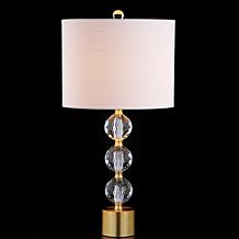 JONATHAN Y Clear Brass Ashley 25.25" Crystal LED Table Lamp
