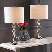 JONATHAN Y Clear Chrome Paul 26" Crystal Metal LED Set of 2 Table Lamp