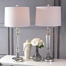 JONATHAN Y Clear Emma 29.5" Crystal LED Set of 2 Table Lamp