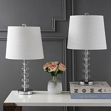 JONATHAN Y Clear Kevin 22" Glass and Metal LED Set of 2 Table Lamp