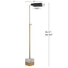 JONATHAN Y Gold Carrara Marble Iva 56.5" Adjustable Brass Floor Lamp