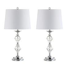 Jonathan Y Madison 27.5" Crystal and Chrome Pair of LED Table Lamps