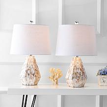 JONATHAN Y Natural Ivory Isabella 21" Seashell Set of 2 Table Lamps