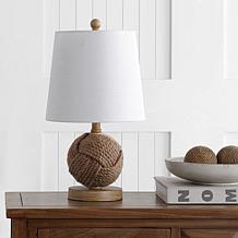 Jonathan Y Natural Monkey Fist 18" Rope Ball LED Table Lamp