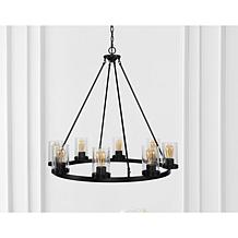 Jonathan Y Pablo Ring 33.5" 8-Light Iron & Seeded Glass LED Chandelier