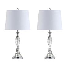 Jonathan Y Reid 25.5" Crystal and Chrome LED Table Lamps - Set of 2