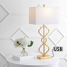 Jonathan Y Selina 32" Iron Ogee Trellis Modern LED USB Table Lamp 