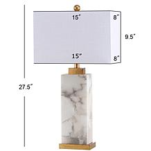 JONATHAN Y White Gold Leaf Elizabeth 27.5" Alabaster LED Table Lamp