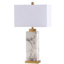 JONATHAN Y White Gold Leaf Elizabeth 27.5" Alabaster LED Table Lamp