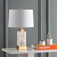 JONATHAN Y White Gold Leaf Eloise 23" Alabaster Metal LED Table Lamp