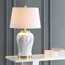 JONATHAN Y White Gold Prague 28" Ceramic Marble LED Table Lamp