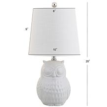 JONATHAN Y White Owl Hoot 20.5" Ceramic Mini LED Table Lamp