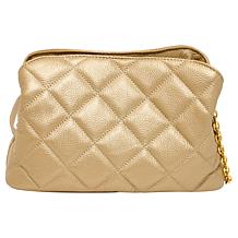 Joy Luxe Leather Quilted Chic Triple Section Crossbody Bag