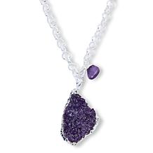 KALIFANO Amethyst Drusy Adjustable Chain Necklace
