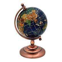KALIFANO Multigemstone Globe and Base Metal Stand