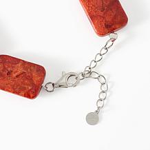 KALIFANO Red Coral and Turquoise-Color Blue Howlite Bead Bracelet