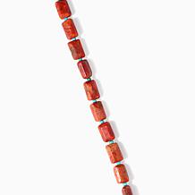 KALIFANO Red Coral and Turquoise-Color Blue Howlite Bead Necklace