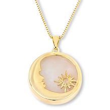 KALIFANO Rose Quartz Moon Pendant with Chain