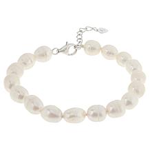 KALIFANO Sterling Silver Cultured Freshwater Pearl 7-3/4" Bracelet