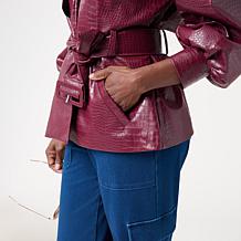 KAP by Kaphill Faux Leather Croc Trench