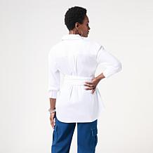 KAP by Kaphill Stretch Poplin Belted Shirt