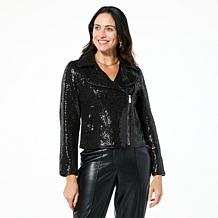 kathy ireland® Fashion 360 Cannes Sequined Biker Jacket