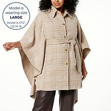 kathy ireland® Fashion 360 Swiss Chateau Faux Wool Belted Poncho