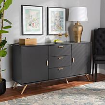 Kelson Dark Grey and Gold Finished Wood 2-Door Sideboard Buffet