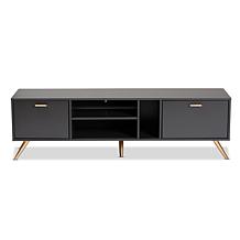 Kelson Dark Grey and Gold Finished Wood TV Stand