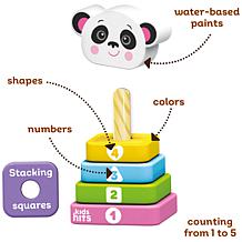 Kids Hits Stack and Play Panda Wooden Stacking and Sorting Ring Toy