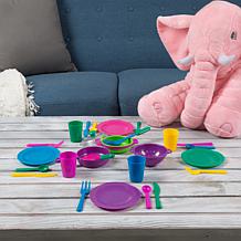 Kids Play Dish Set  27 Piece Tableware Dish Set with Dish Drainer b...