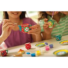 KIDZMAKER Paint Your Own Mini Tea Set - 13-Piece Porcelain Kit