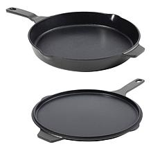 Kitchen HQ 12" Ceramic Nonstick Cast Iron Skillet with 12" Griddle