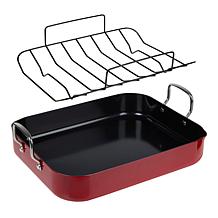 Kitchen HQ 16" Diamond Ceramic Nonstick Roasting Pan with Rack