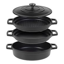 Kitchen HQ 4-piece Cast Iron Ceramic Nonstick Stacking Cookware Set