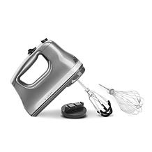 KitchenAid 6 Speed Hand Mixer w/ Edge Beaters & Whisk, Contour Silver