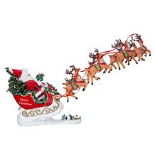 Kurt Adler 24-Inch Fabriche Musical Santa with Eight Reindeer  Set ...