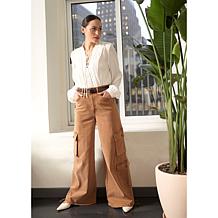 La Joie Cinched Hem Denim Cargo Pant