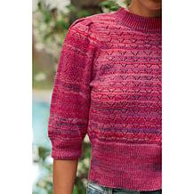 La Joie Crochet Knit Lantern Sleeve Sweater