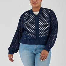 La Joie Crochet Stitch Bomber Jacket