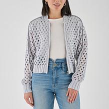 La Joie Crochet Stitch Bomber Jacket