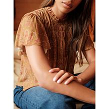 La Joie Smocked Pico Edge Flutter Top